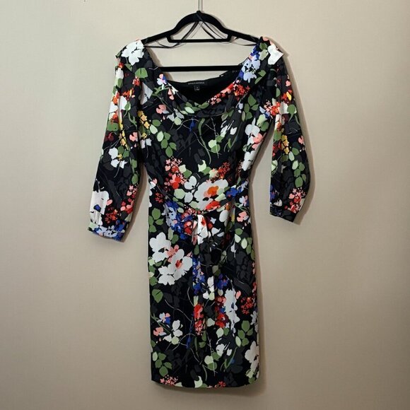 Banana Republic Off the Shoulder Floral Dress Black Women's Size S - Picture 3 of 15